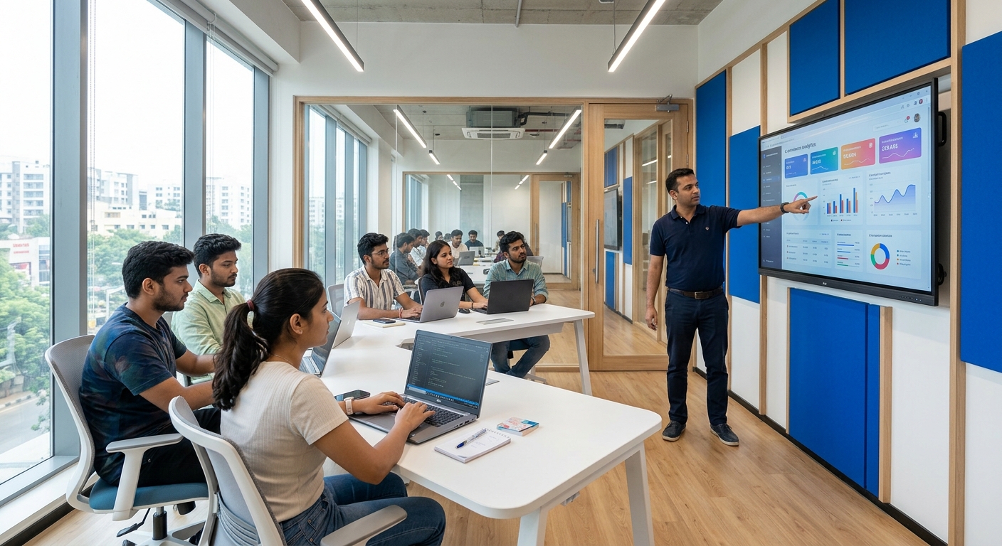 LaunchX Academy classroom session with students on laptops